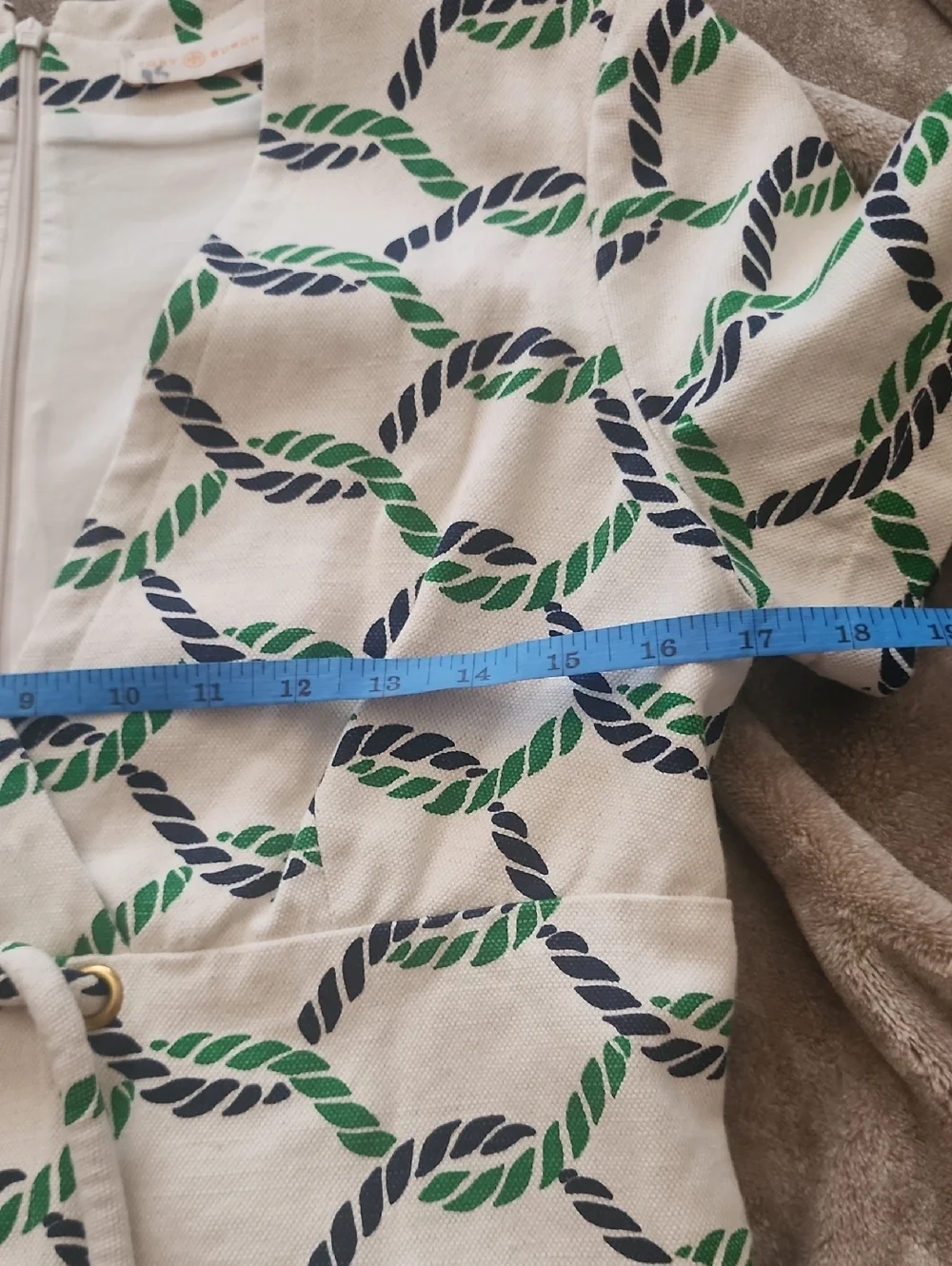 Cotton blend dress, Tory Burch Runway Pier Dress, nautical rope print Size S